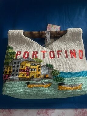 Portofino Beaded Clutch with Coastal Embroidery - White & Multi